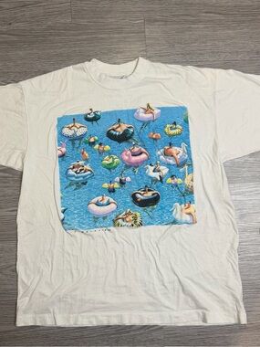 Vintage J. Barber T- Shirt Sz XL Swimming Pool Scene Single Stitch 1989 Art Tee